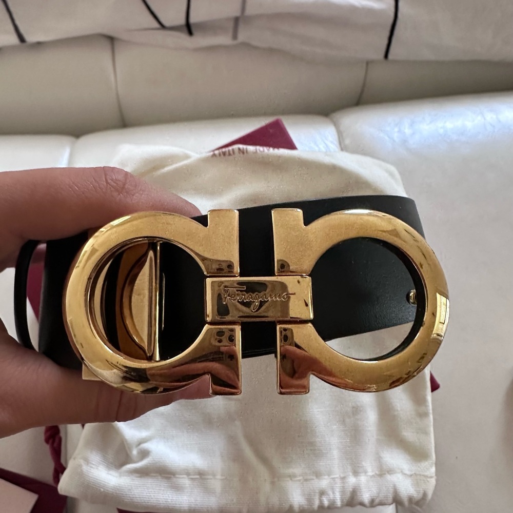 Salvatore Ferragamo Black and Pink Women's Belt